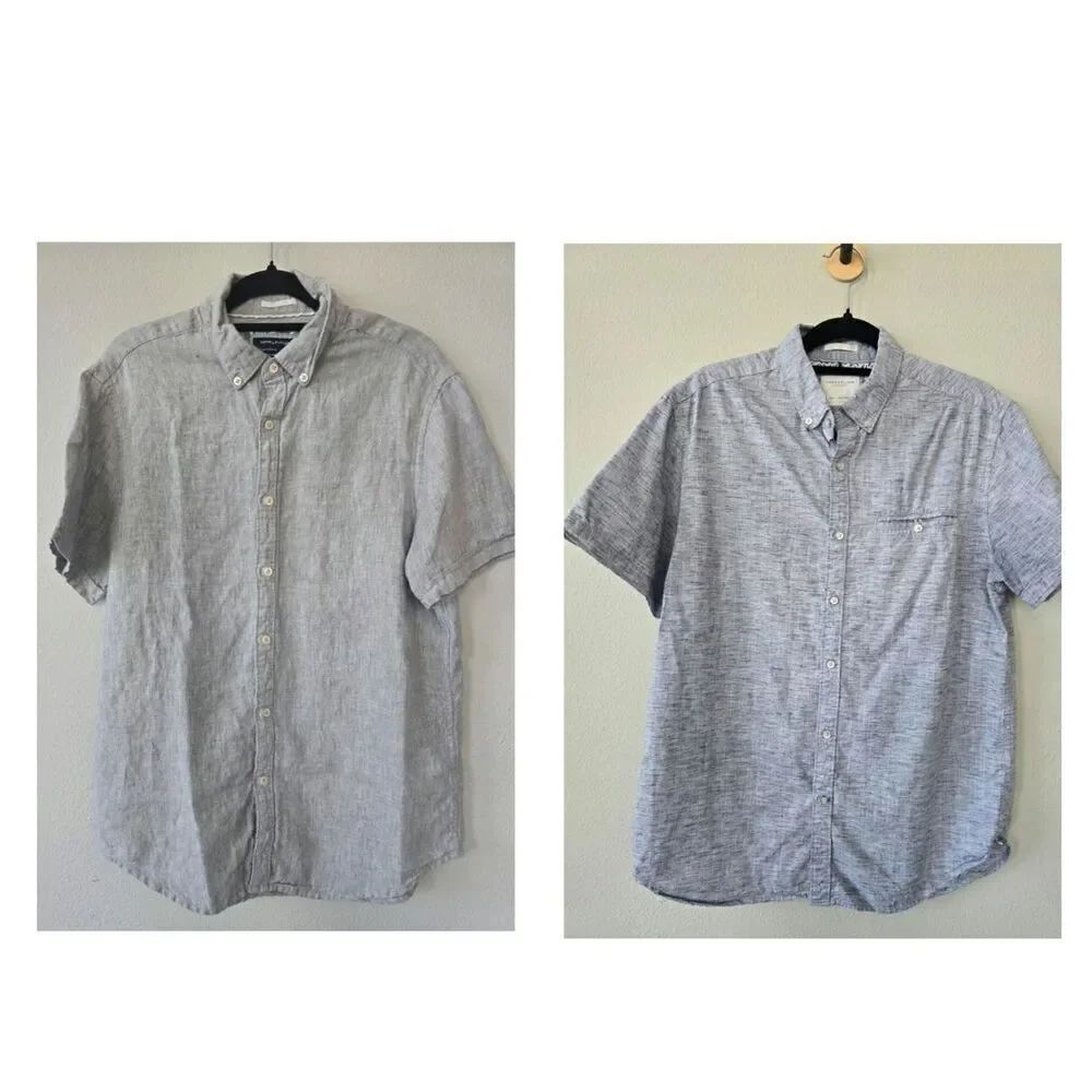 Bundle of 2 Denim & Flower Summer Casual Button Down Shirts Men's Size M